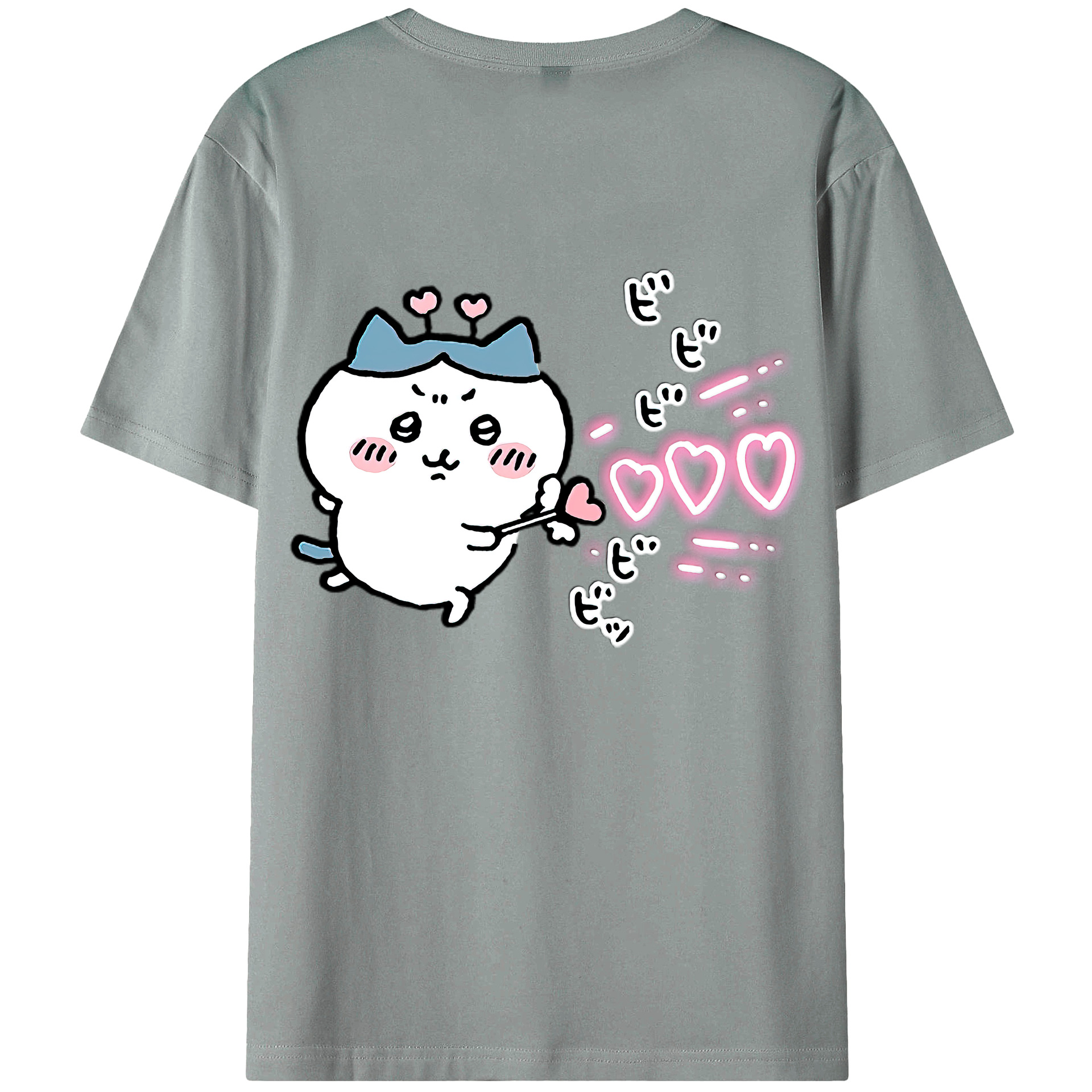 （画像用） ちいかわ ハチワレ Chii-kawa hachiware 綿100％ メンズ半袖Tシャツ（バックプリント） 通気性